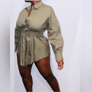 NEW SHIEN Olive Green Shirt Dress